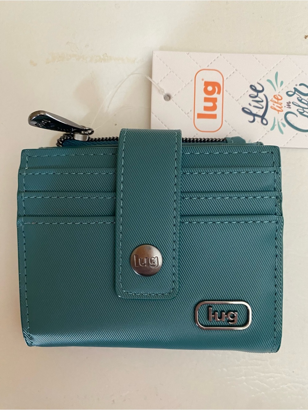 Lug Hurdle Wallet Satin Luxe Lagoon Teal